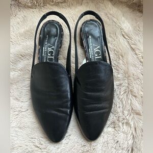 AGL Black Leather Slingback Loafer